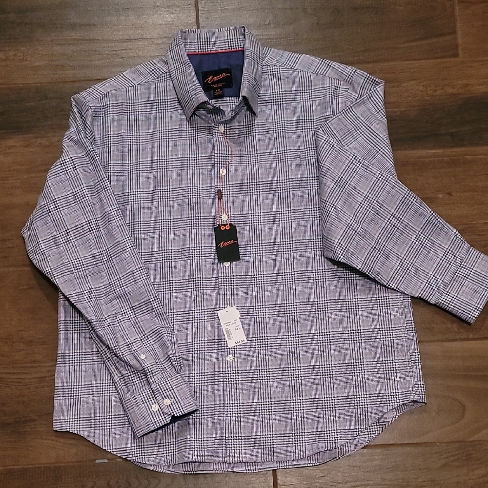 Egara Men's Plaid Shirt - Black and White